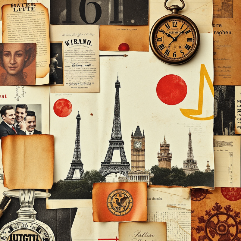 Mixed Media Collage with Vintage Elements and Texture