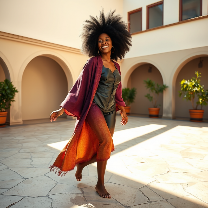 Model with Gravity-defying Afro Hair in a Sun-drenched ...