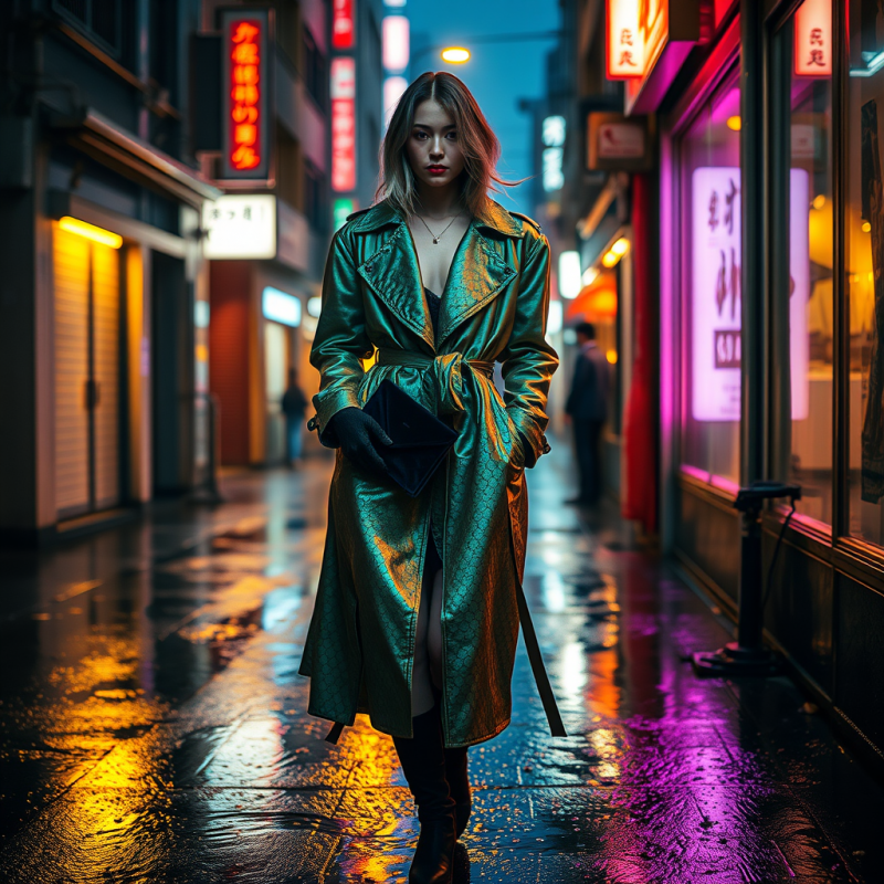 Model with Gravity-defying Silver Streaks in Her Dark Hair