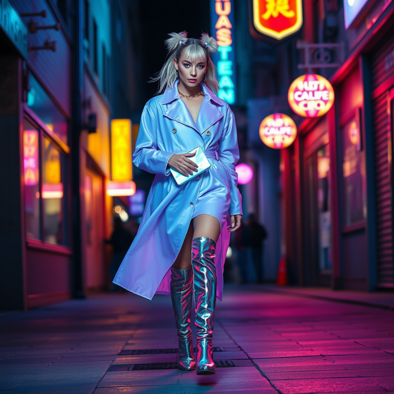 Model with Metallic Silver Hair Clips and Holographic T...