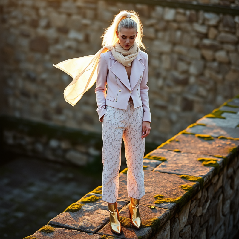 Model with Platinum-blonde Hair in a High Ponytail