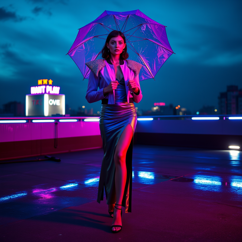 Model with Silver-sequined