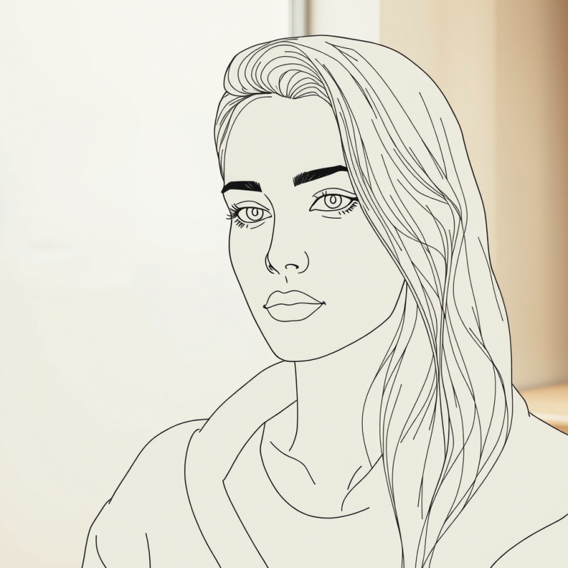 Modern Line Art Portrait Minimal Continuous Lines