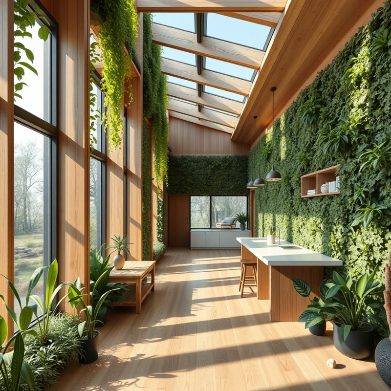 Modern Sustainable Building with Living Green Walls and N...