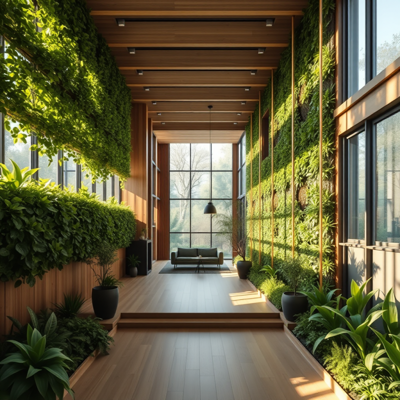 Modern Sustainable Building with Living Green Walls and N...