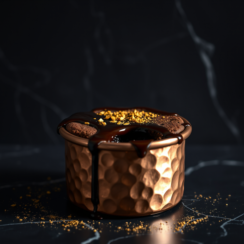 Molten Chocolate Lava Cake Served in a Hammered Copper ...