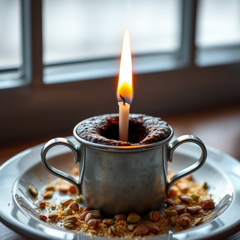 Molten Chocolate Lava Cake Served in a Miniature Silver...
