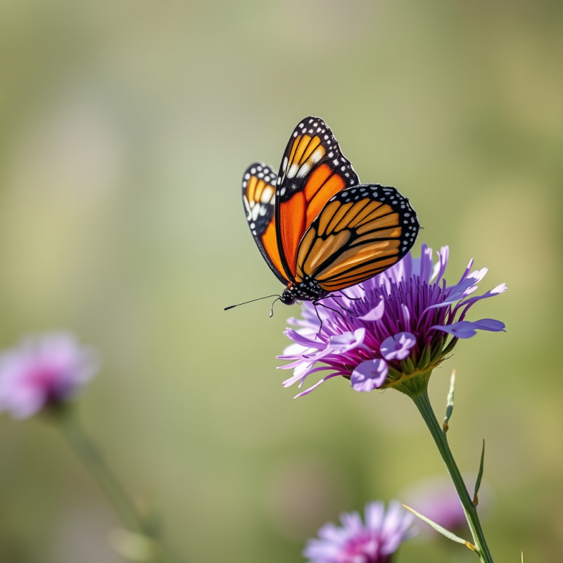 Monarch Butterfly on Purple Wildflower