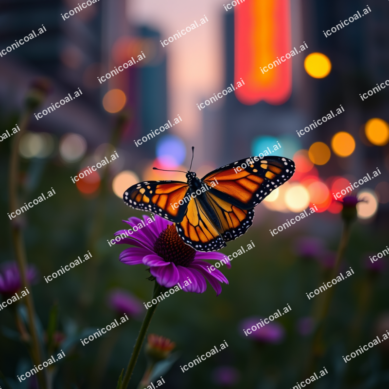 Monarch Butterfly On Purple Wildflower