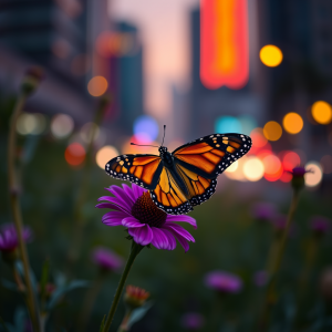 Monarch Butterfly On Purple Wildflower