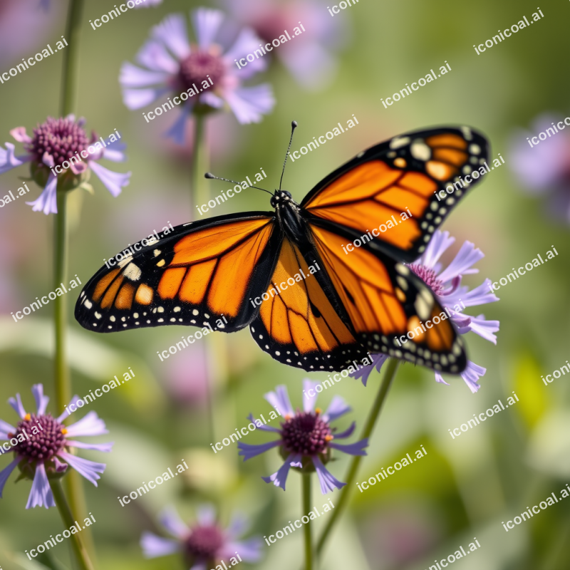 Monarch Butterfly On Purple Wildflower