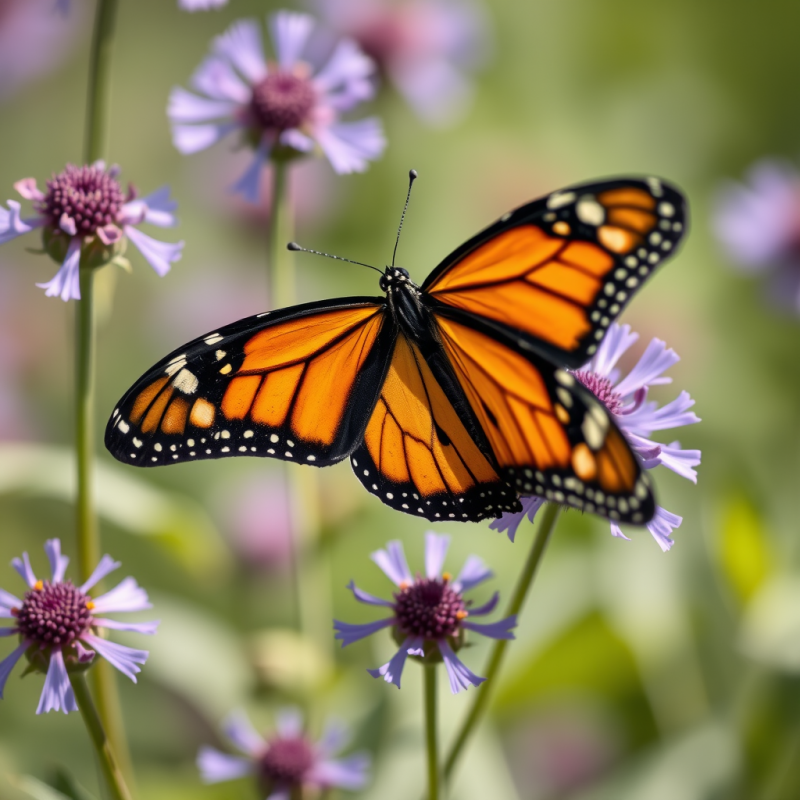 Monarch Butterfly on Purple Wildflower
