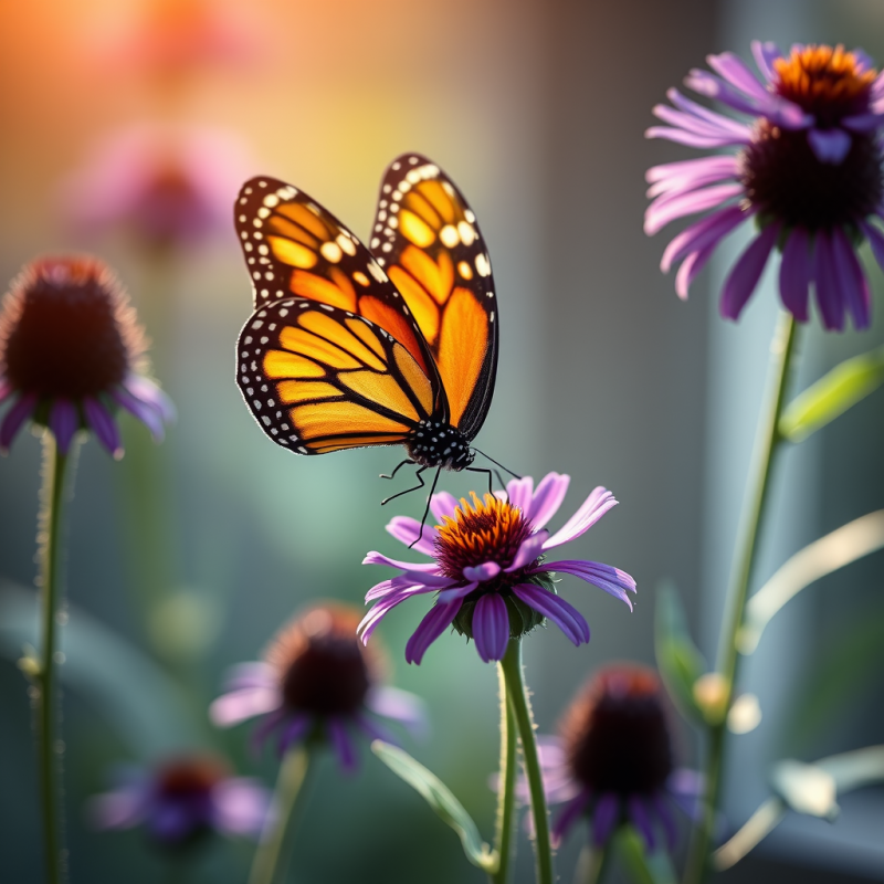 Monarch Butterfly on Purple Wildflower