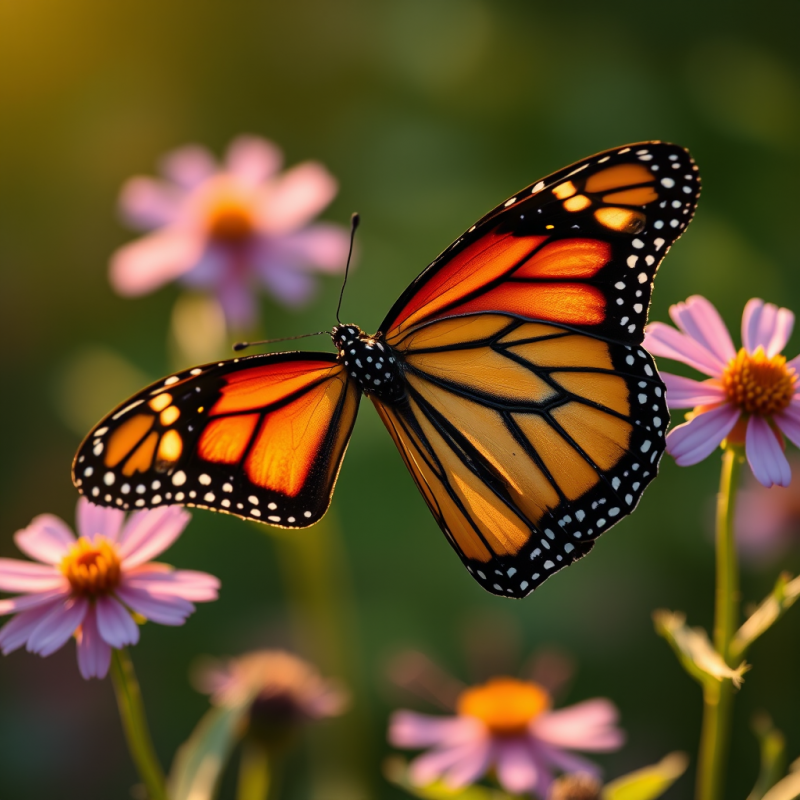 Monarch Butterfly on Purple Wildflower