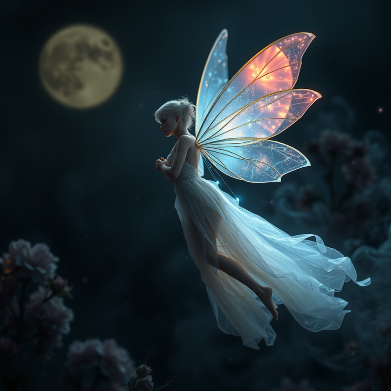 Moonlit Fairy with Glowing Wings
