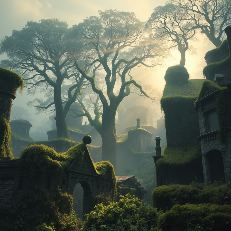 Moss-covered Ruins in Enchanted Forest