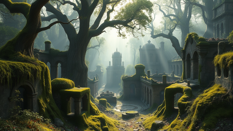 Moss-covered Ruins in Enchanted Forest