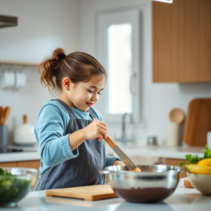 Mother And Child Cooking Together In Kitchen Bonding Moment