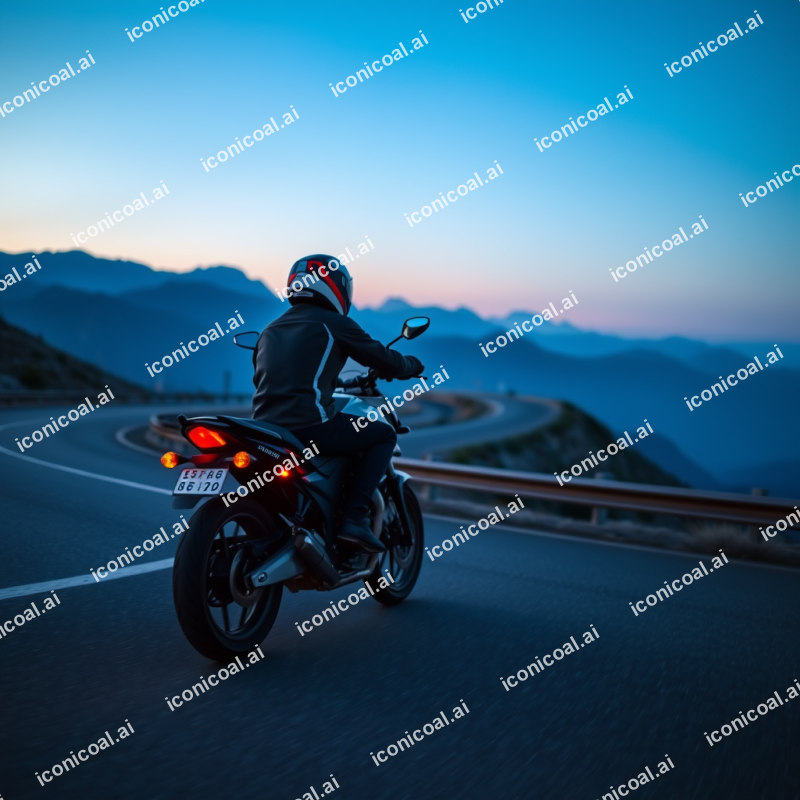 Motorcycle On Winding Mountain Road Adventure