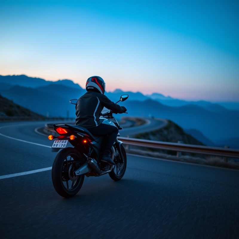 Motorcycle on Winding Mountain Road Adventure