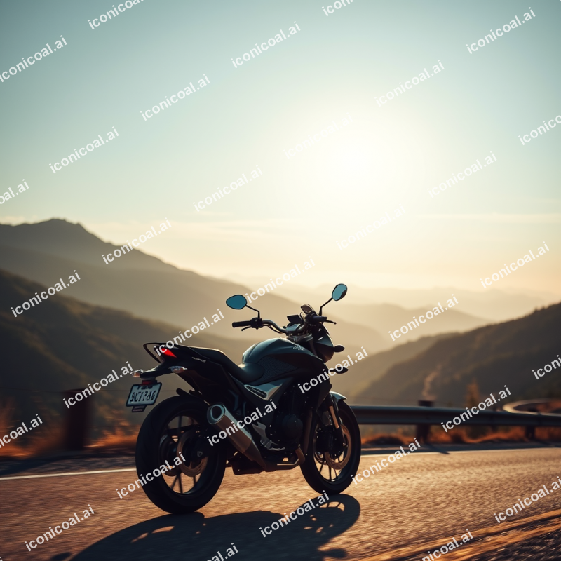 Motorcycle On Winding Mountain Road Adventure