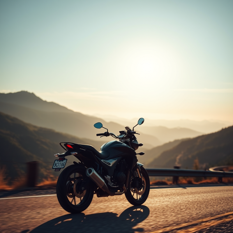 Motorcycle on Winding Mountain Road Adventure