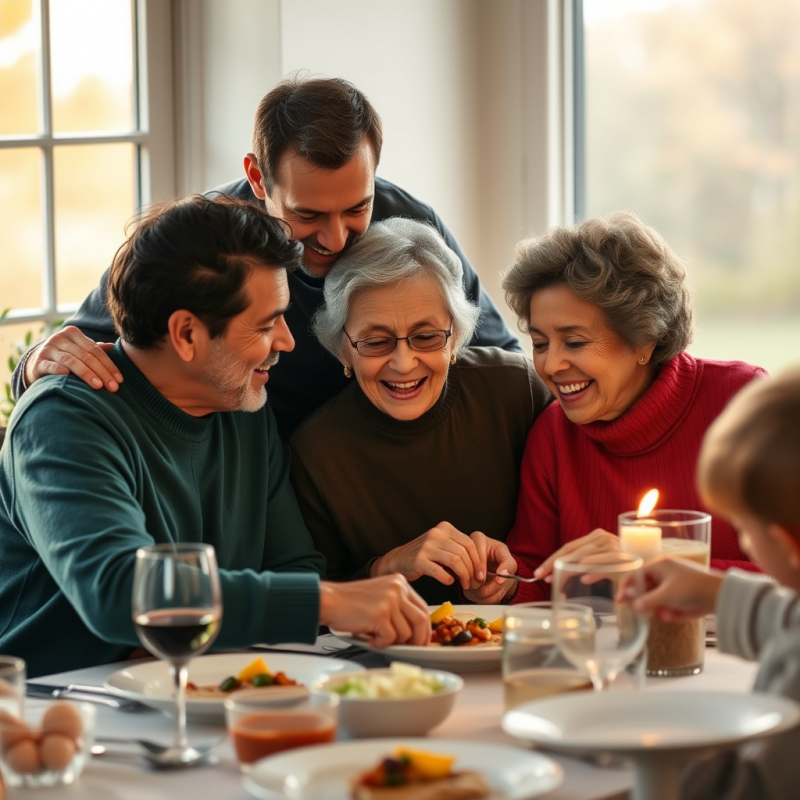 Multigenerational Family Dinner Table Celebration Together