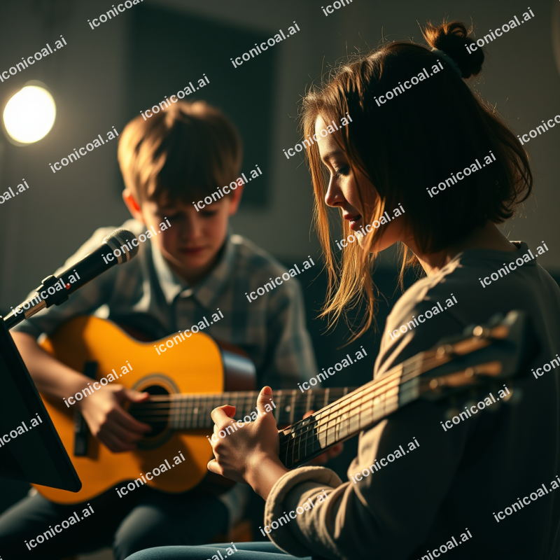 Music Lesson With Child Learning Instrument Patient Teacher