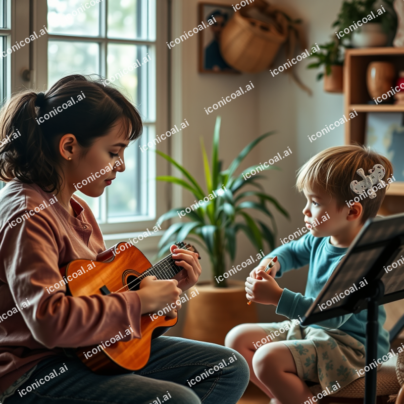 Music Lesson With Child Learning Instrument Patient Teacher