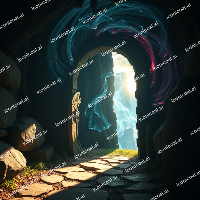 Mystical Portal Swirling Energy Gateway Fantasy Doorway