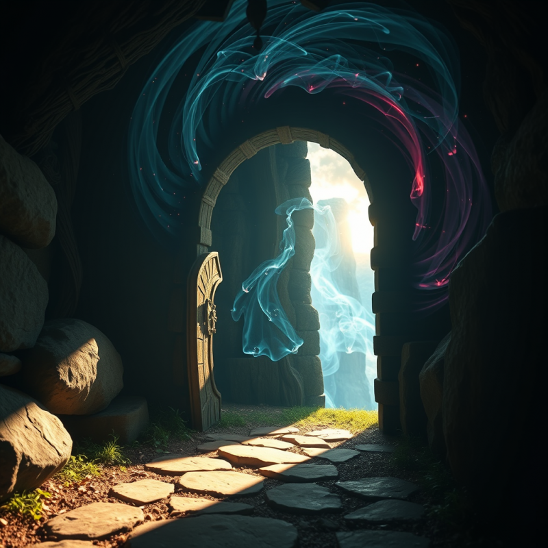 Mystical Portal Swirling Energy Gateway Fantasy Doorway