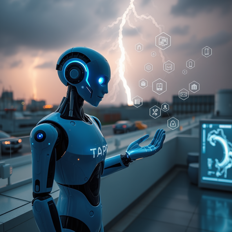 Neon-blue Ai Assistant Robot with Translucent Silicone ...