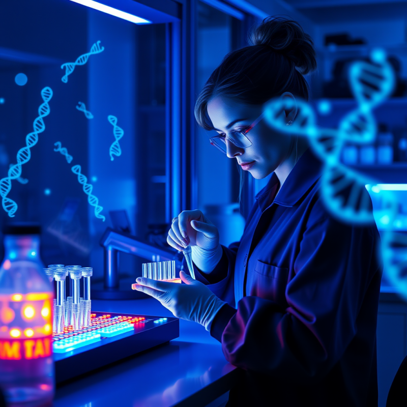 Neon-blue Glowing Crispr Gene-editing Workstation Bathe...