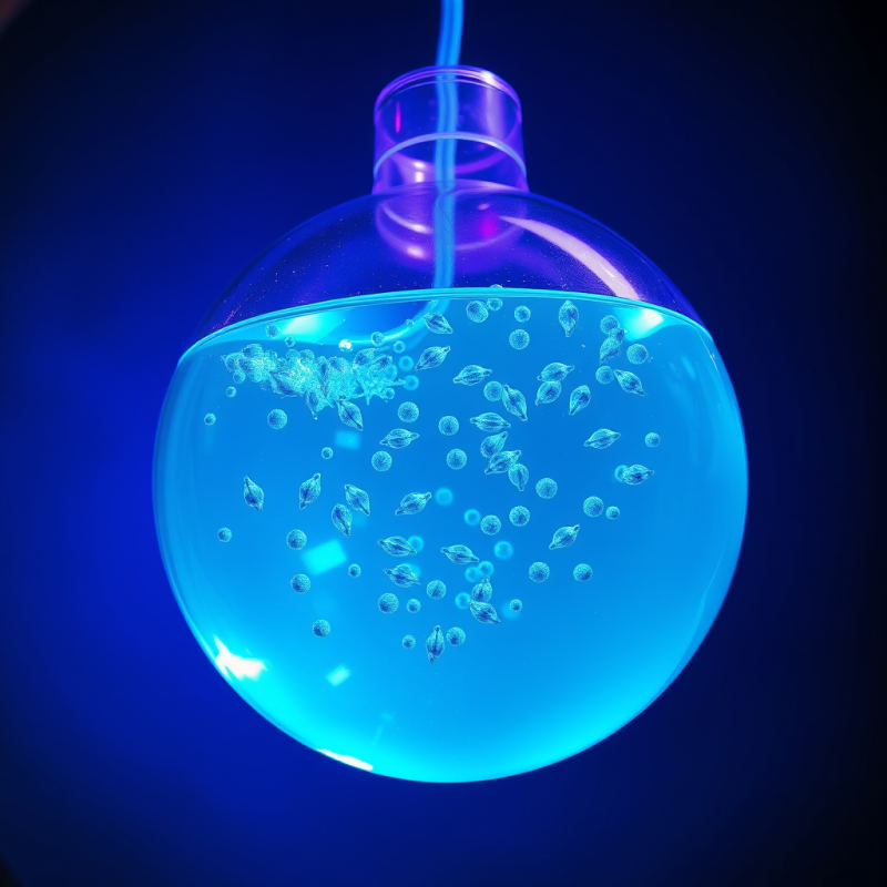 Neon-blue Liquid Sloshes Inside a Suspended