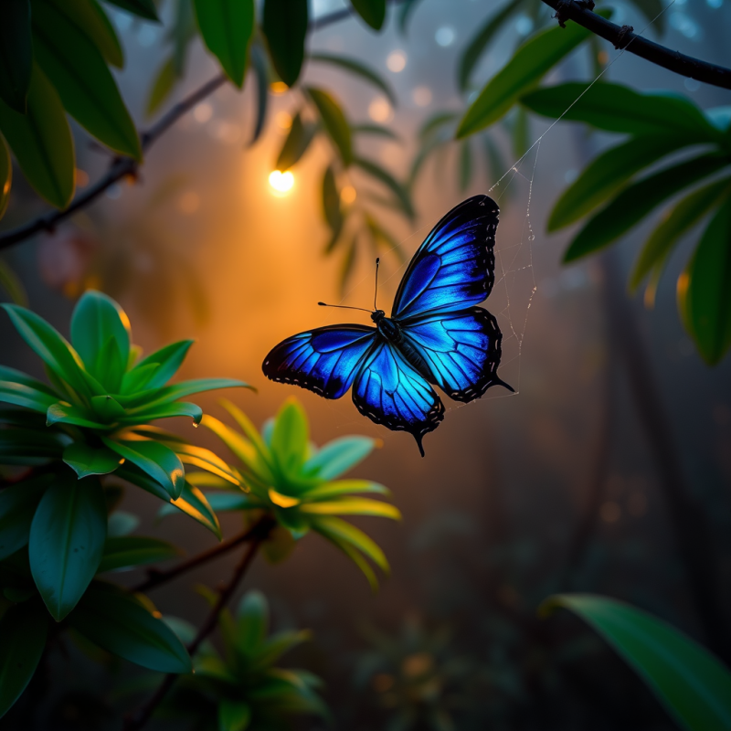 Neon-blue Morpho Butterfly