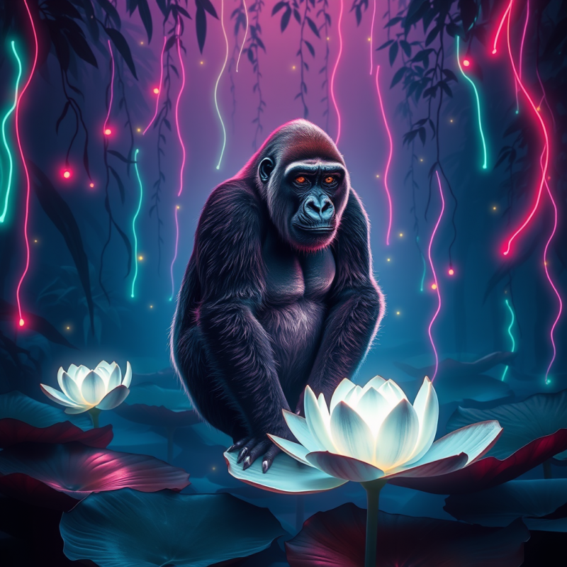 Neon-drenched Jungle at Twilight