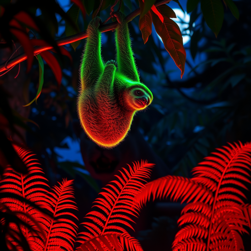 Neon-drenched Jungle at Twilight