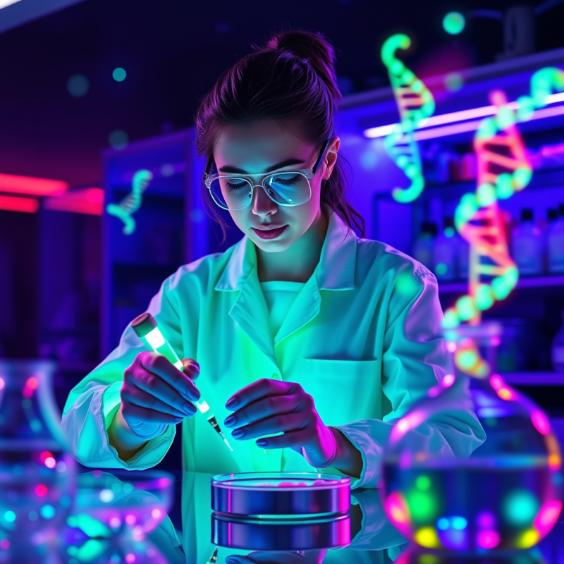 Neon-lit Bio-lab at Night