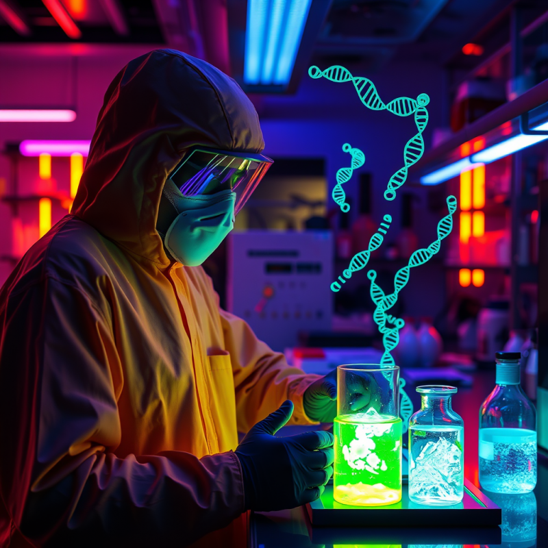 Neon-lit Biotech Lab at Midnight