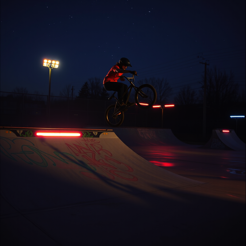 Neon-lit Midnight Skatepark