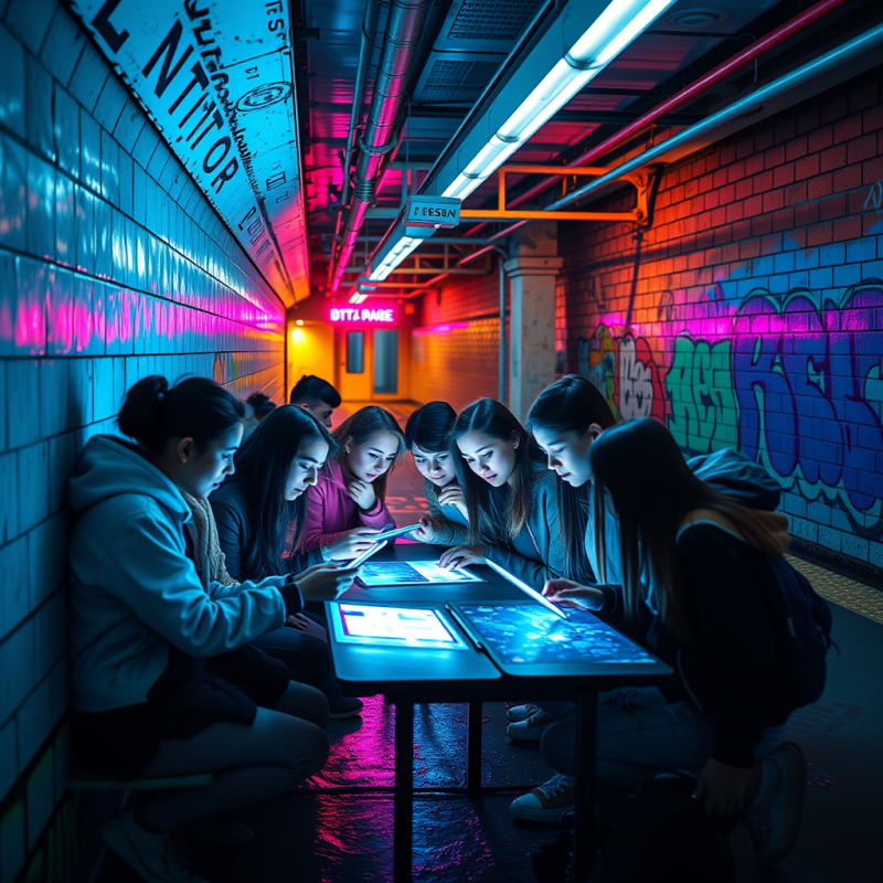 Neon-lit Underground Classroom Tucked Beneath a Subway ...