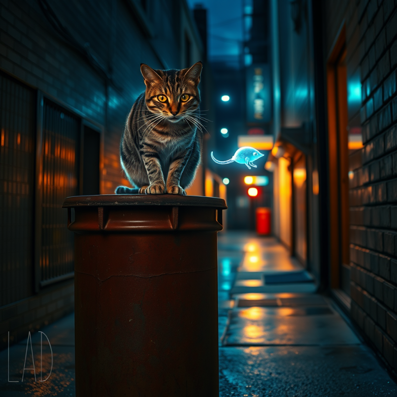 Neon-lit Urban Alley at Midnight