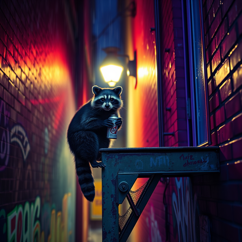 Neon-lit Urban Alley at Midnight