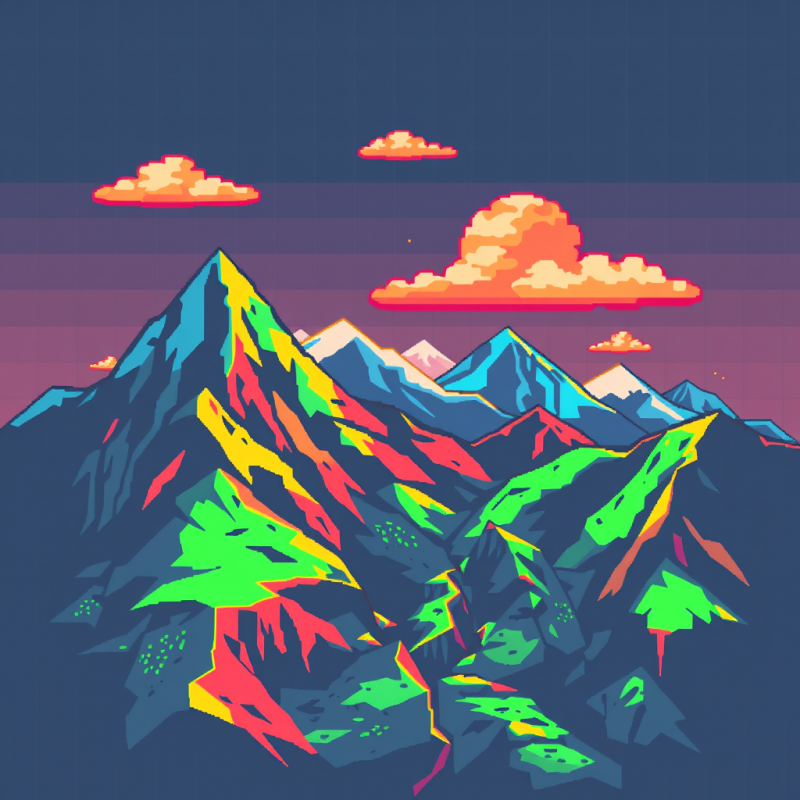 Neon Mountain Range in Bold Colors