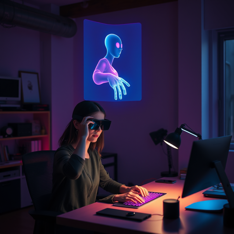 Neon-pink and Cobalt-blue Ai Assistant Hologram Floats ...