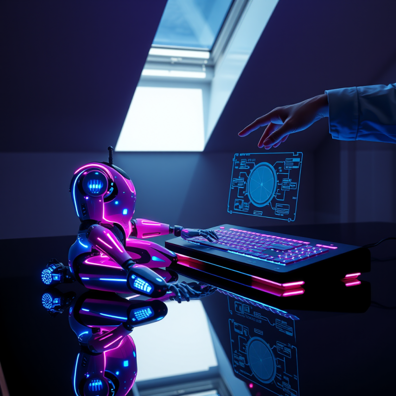 Neon-pink and Cobalt-blue Ai Assistant Robot