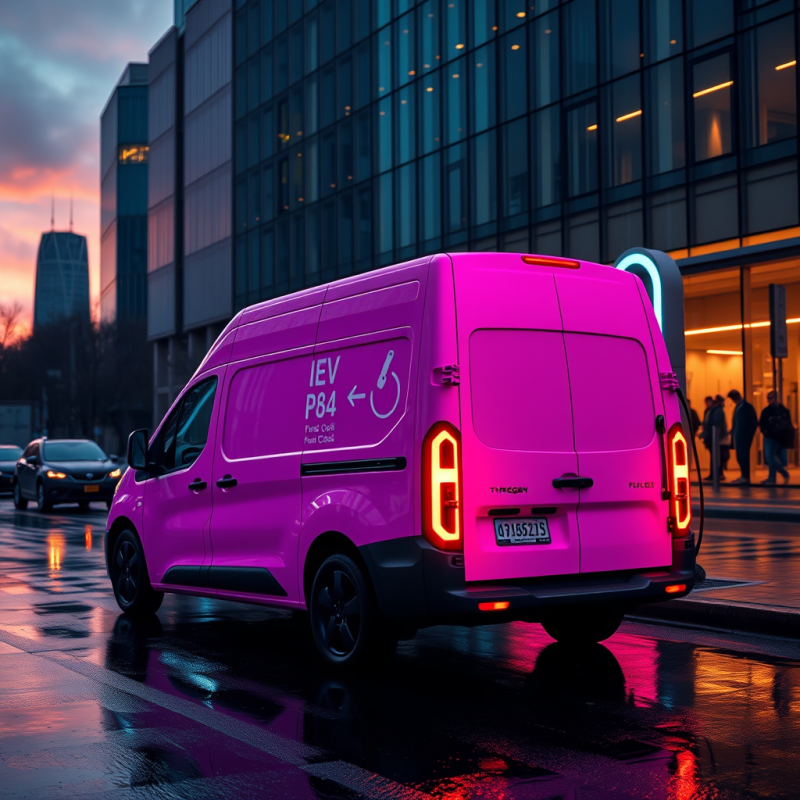 Neon-pink Hydrogen Fuel Cell Delivery Van