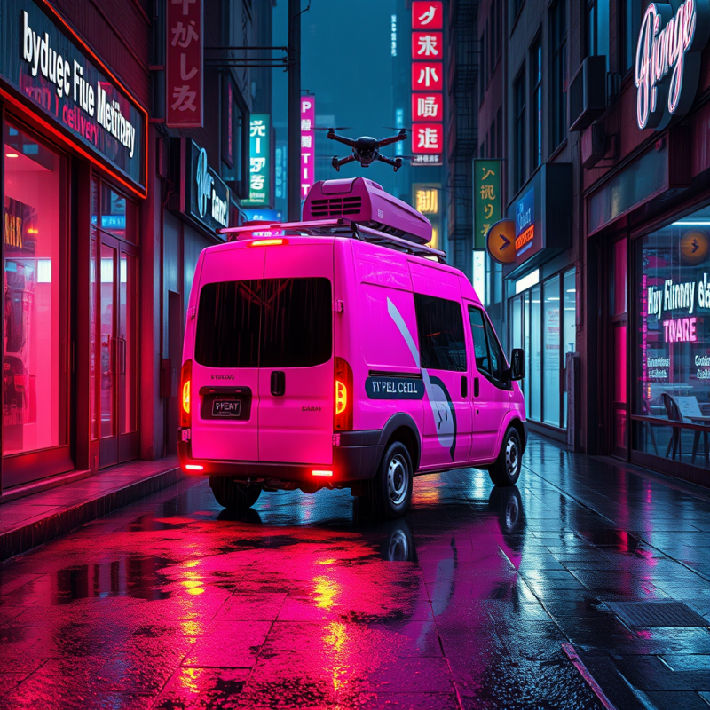 Neon-pink Hydrogen Fuel Cell Delivery Van Glides Silent...