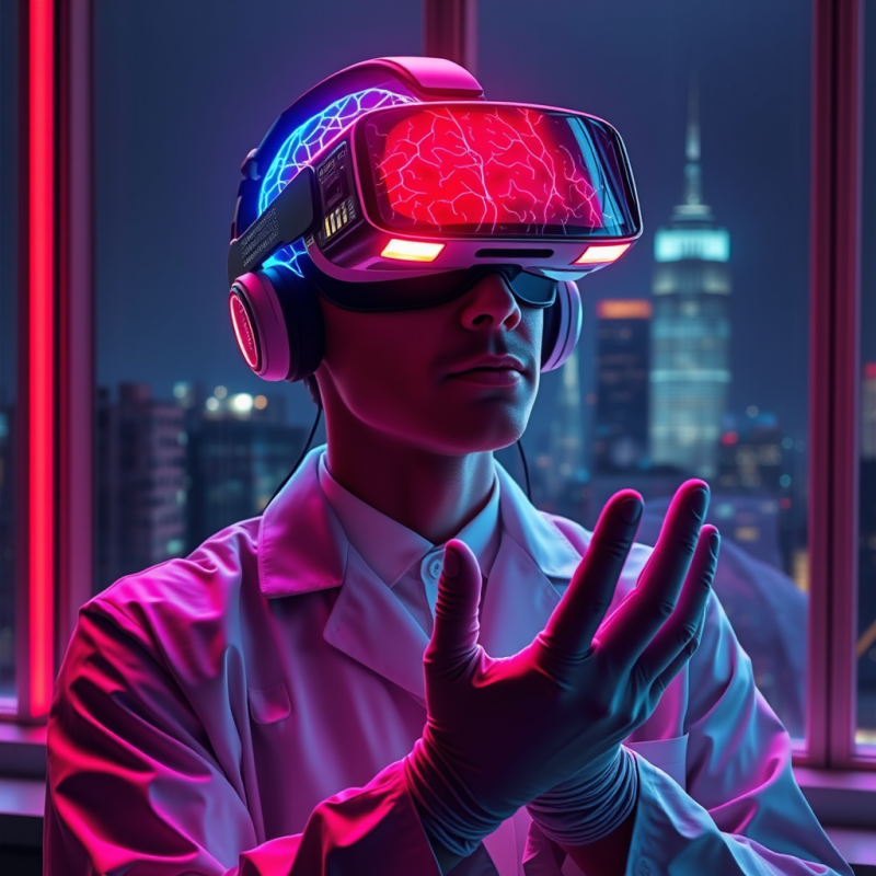 Neuroscientist in a Neon-lit Lab