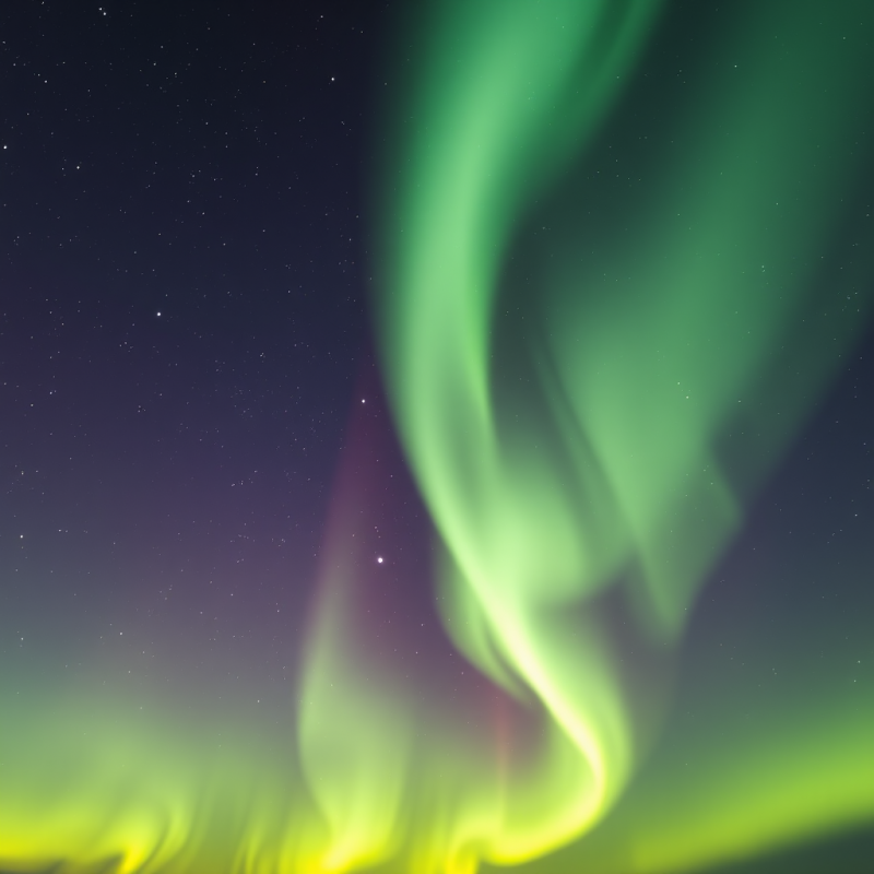 Northern Lights Ribbons Dancing Against Star-filled Sky